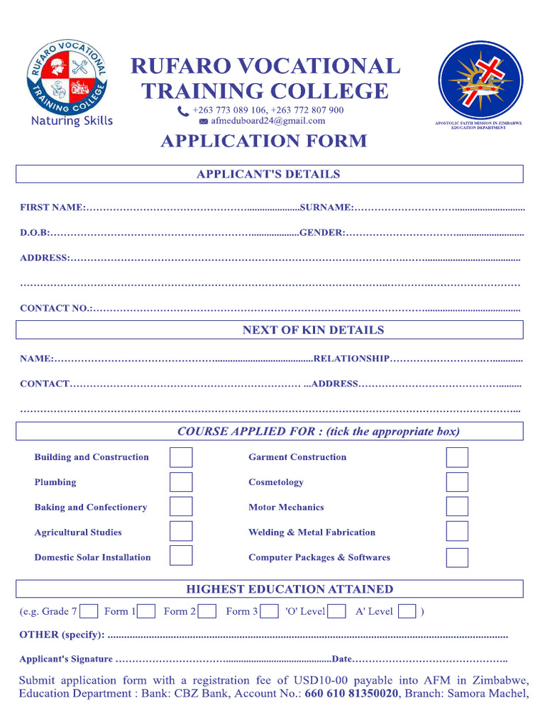Application Form RVTC 2025 | PDF