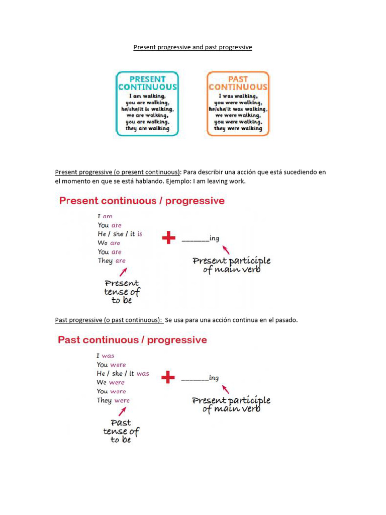 Present Progressive and Past Progressive para Enviar | PDF