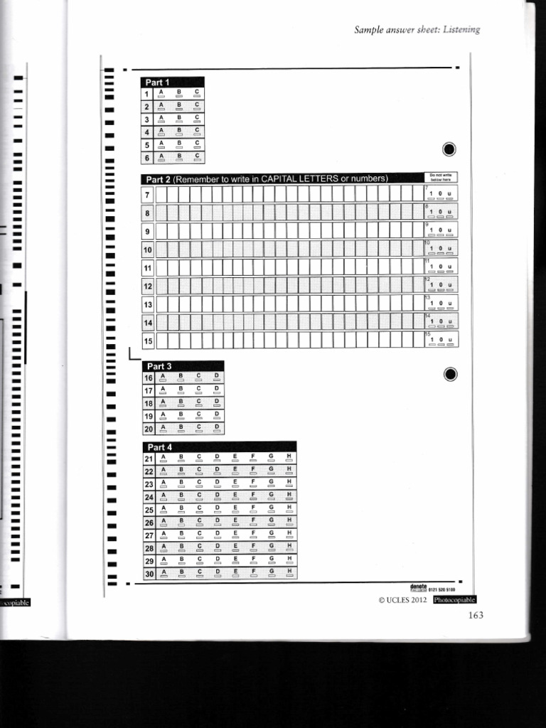 Cpe Listening Aswer Sheet | PDF