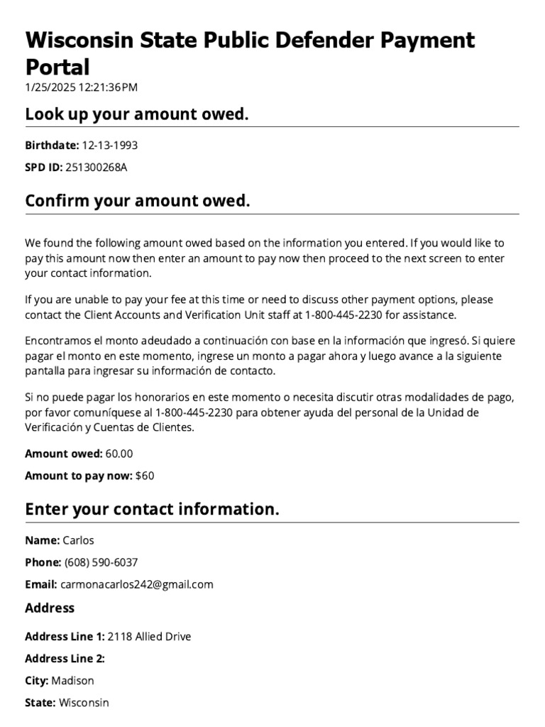 Wisconsin State Public Defender Payment Portal: Look Up Your Amount ...