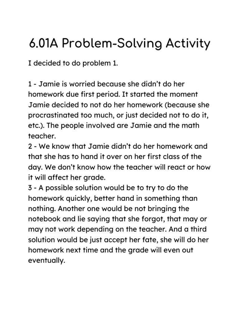 6.01A Problem-Solving Activity | PDF