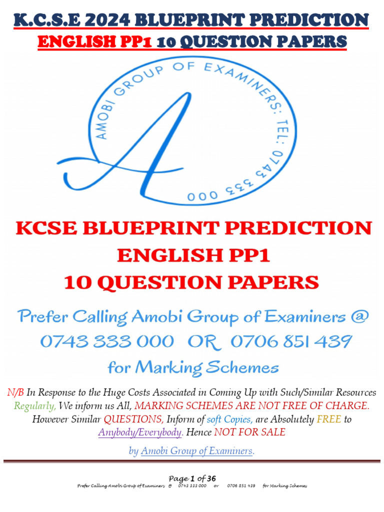KCSE 2025 English Paper 1 Predictions | PDF | Poetry | Teachers