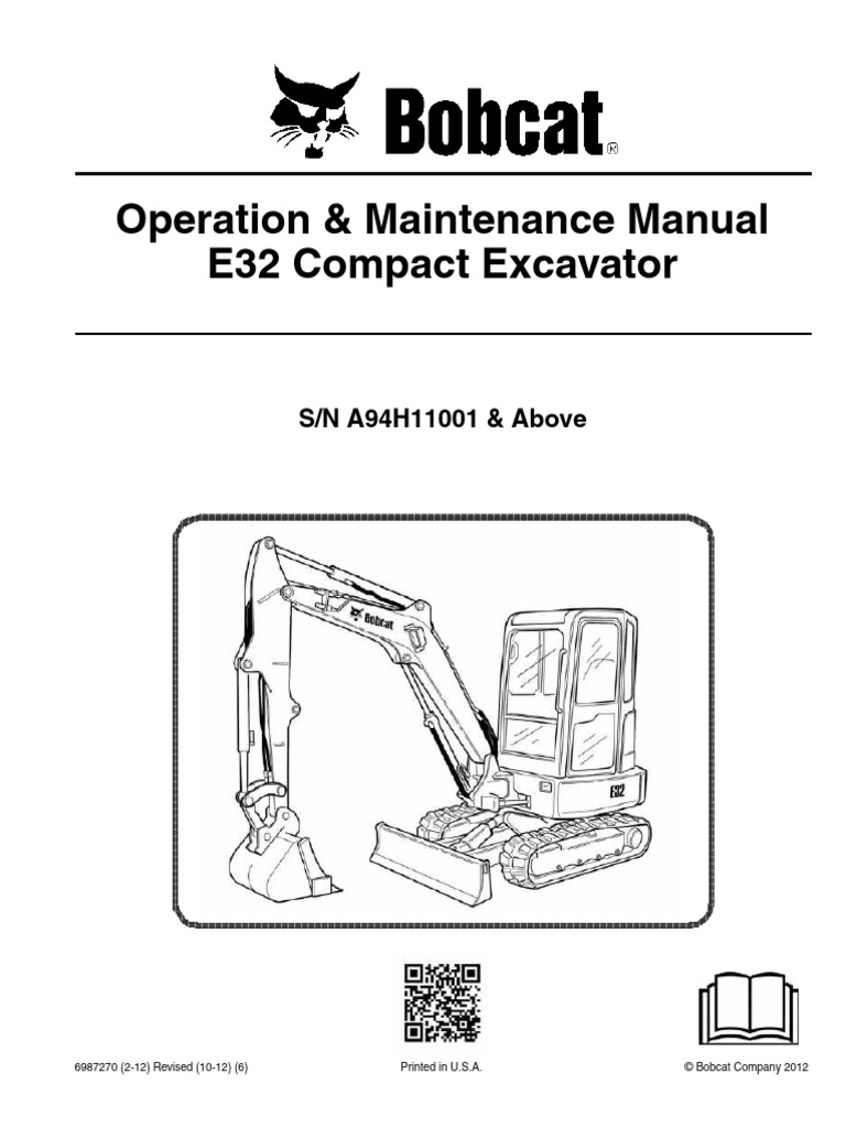 Bobcat E32 Excavator Operation Manual | PDF