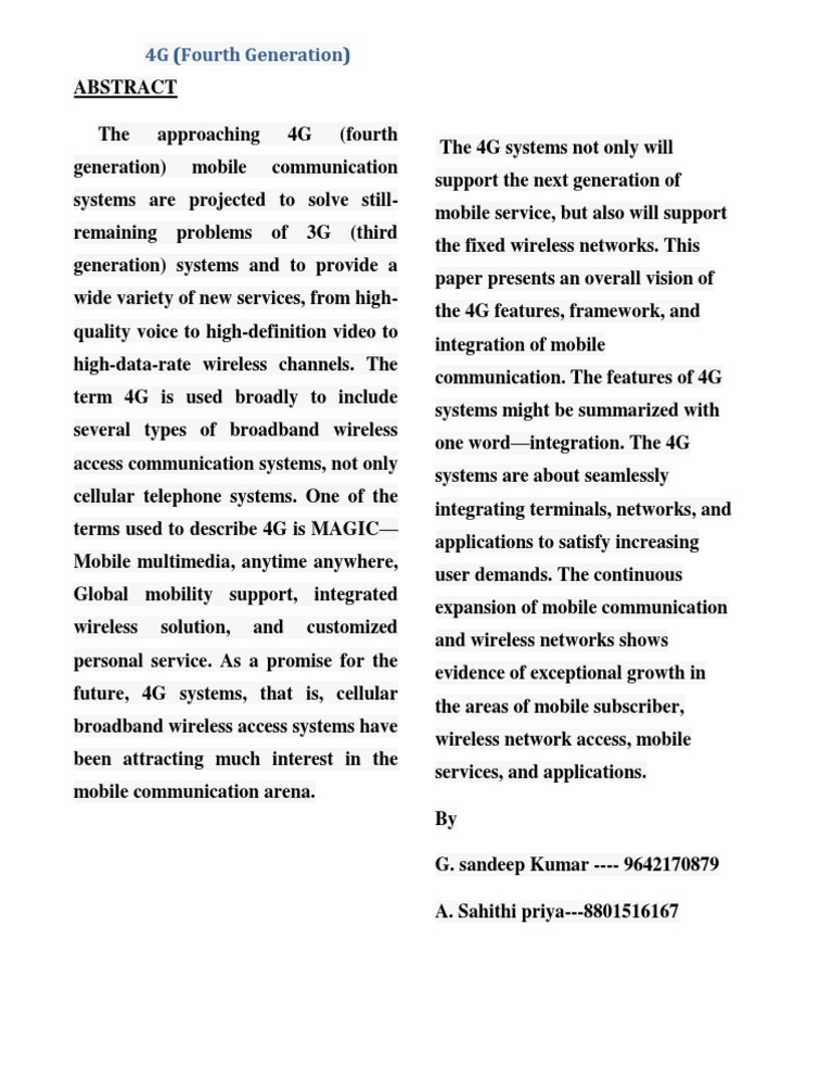Overview of 4G Mobile Communication Systems | PDF