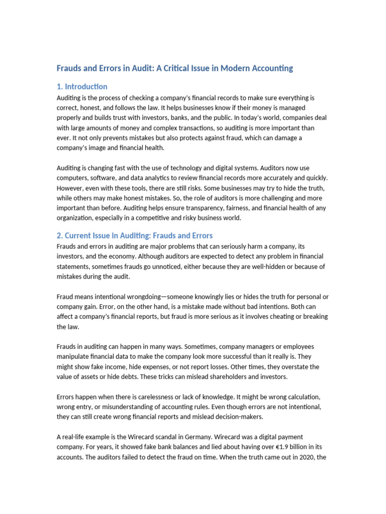 Frauds and Errors in Modern Auditing | PDF | Audit | Fraud