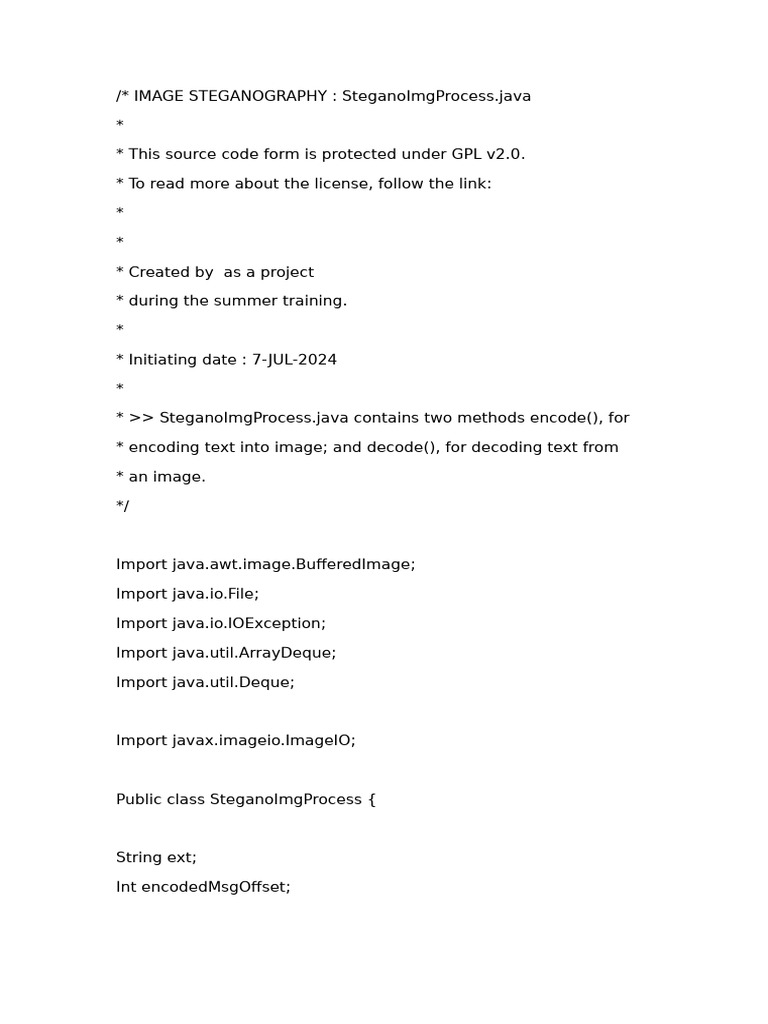 Image Steganography Java Code | PDF | Integer (Computer Science ...