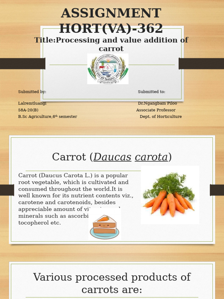 Carrot Processing and Nutritional Value | PDF