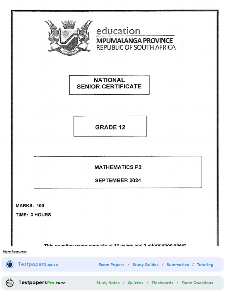 MP GR12 MP Trial Maths P2 2024 | PDF
