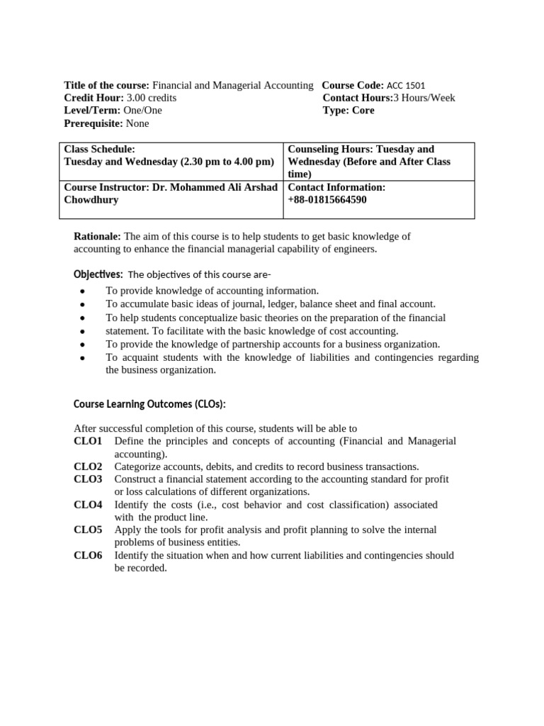 Financial and Managerial Accounting Course | PDF | Accounting | Income ...