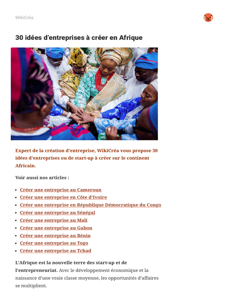 30 idées d'entreprises en Afrique | PDF | Afrique | Business