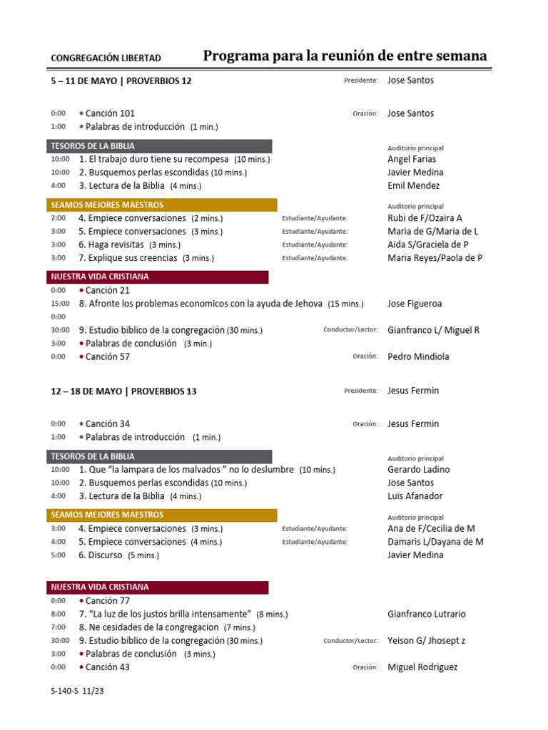 Programa para La Reunión de Entre Semana | PDF