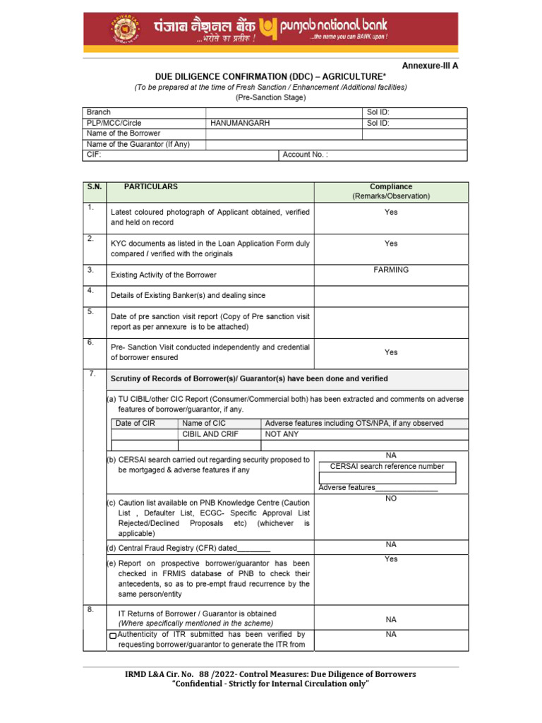 DDC Compliance for Paddy Loans | PDF