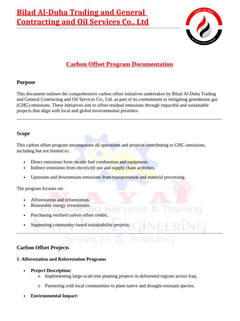 Bilad Al-Duha Carbon Offset Program | PDF | Human Impact On The ...