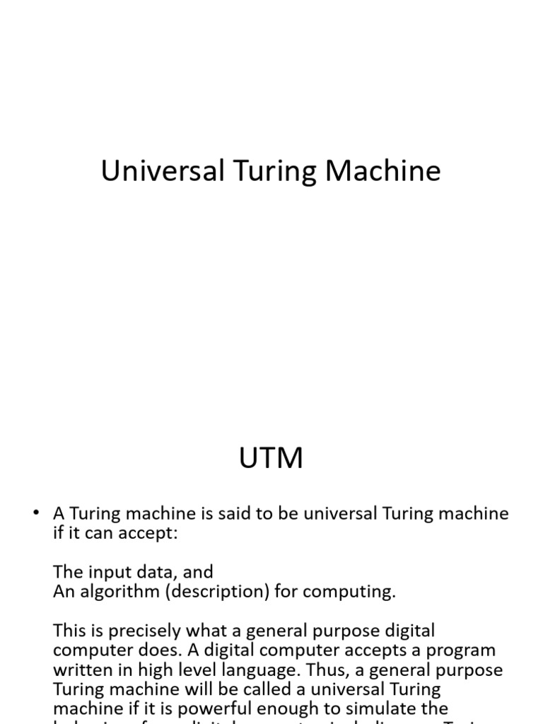 Universal Turing Machine | PDF
