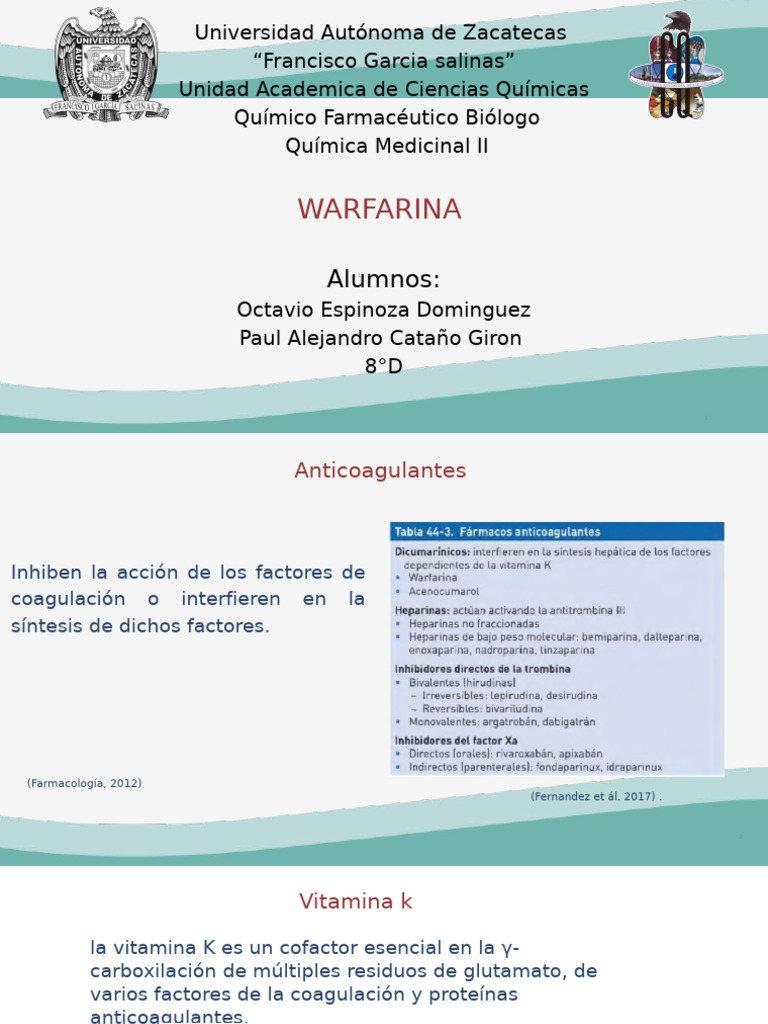 Presentacion Final. Warfarina | PDF | Especialidades Medicas | Medicina ...