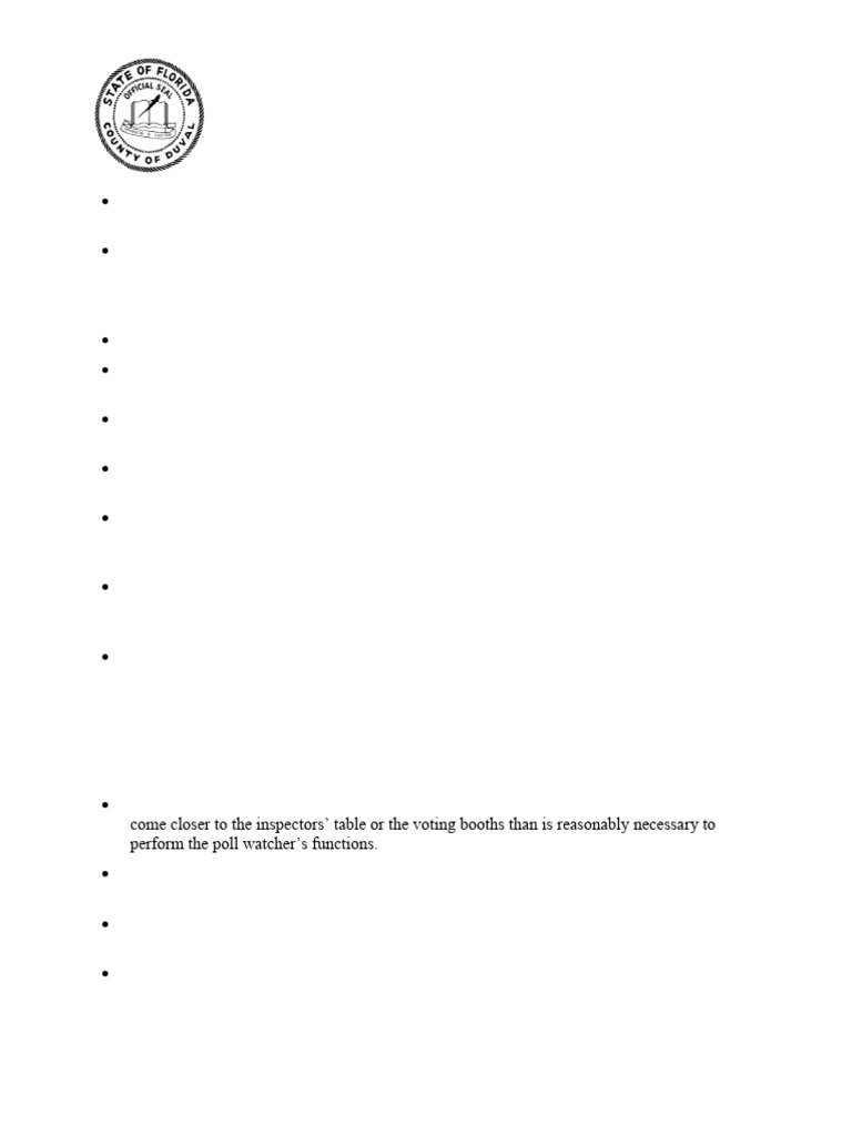 Poll Watcher Guidelines | PDF | Early Voting | Elections