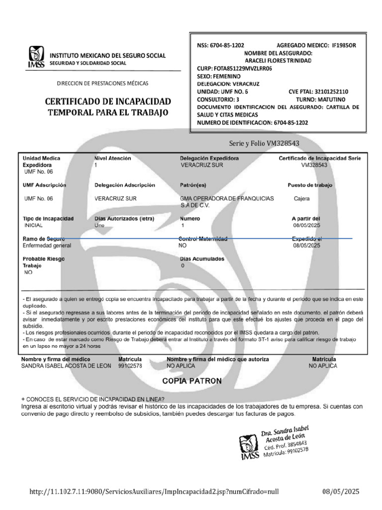 Incapacidad Imss | PDF