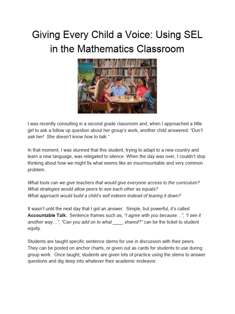 Accountable Talk in Math Classrooms | PDF | Lesson Plan | Mathematics