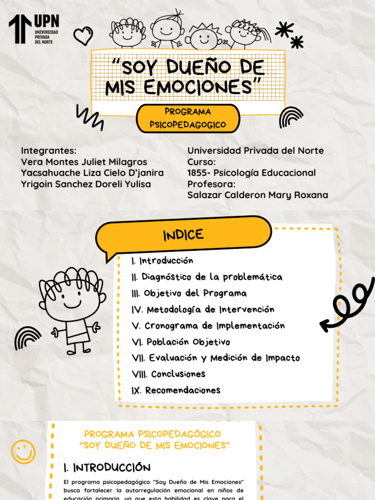 Programa de Autorregulación Emocional Infantil | PDF | Las emociones ...