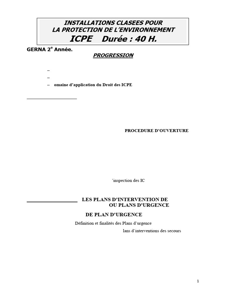 Définition des ICPE et cadre juridique | PDF | la pollution ...
