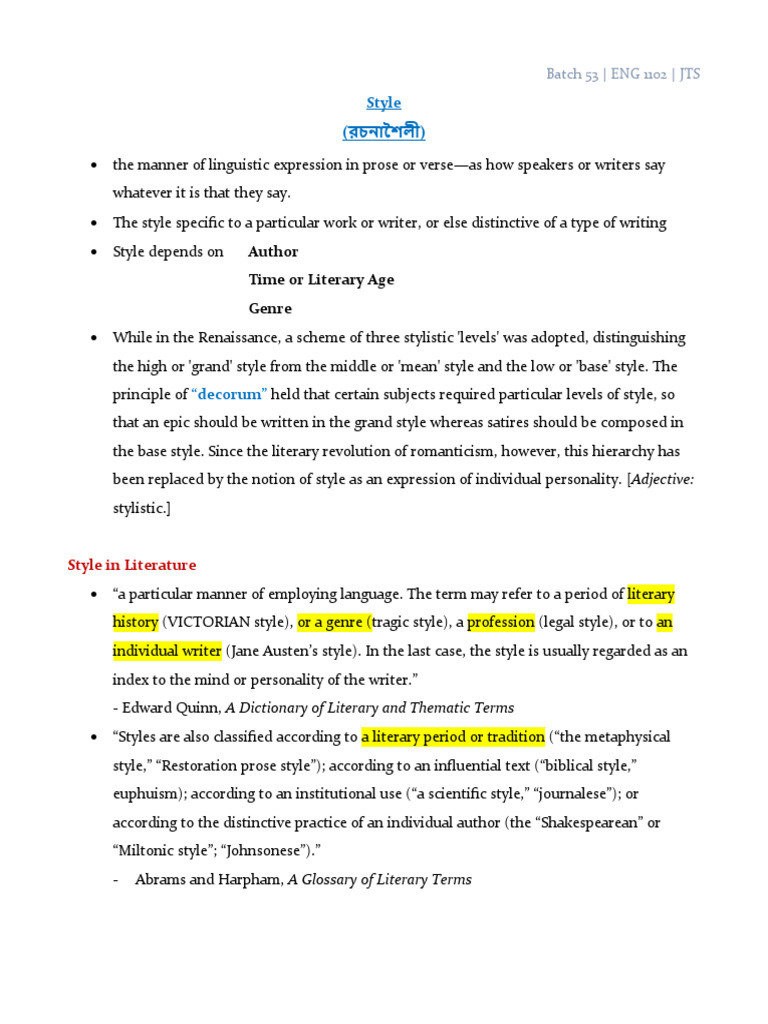 Understanding Literary Style in ENG 1102 | PDF | Poetry | Linguistics