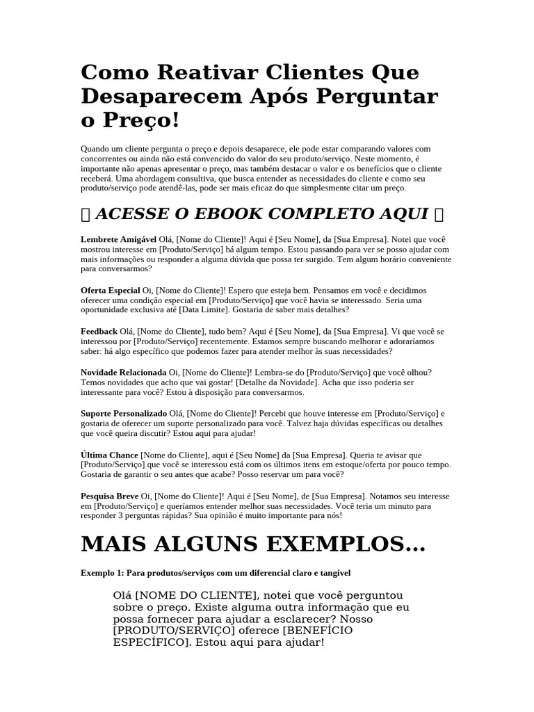 Reativação de Clientes Interessados | PDF | Tempo | Comunicação
