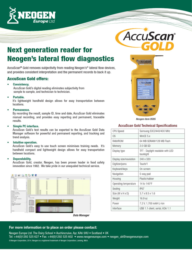AccuScan Gold: Lateral Flow Reader Specs | PDF | Personal Computers ...