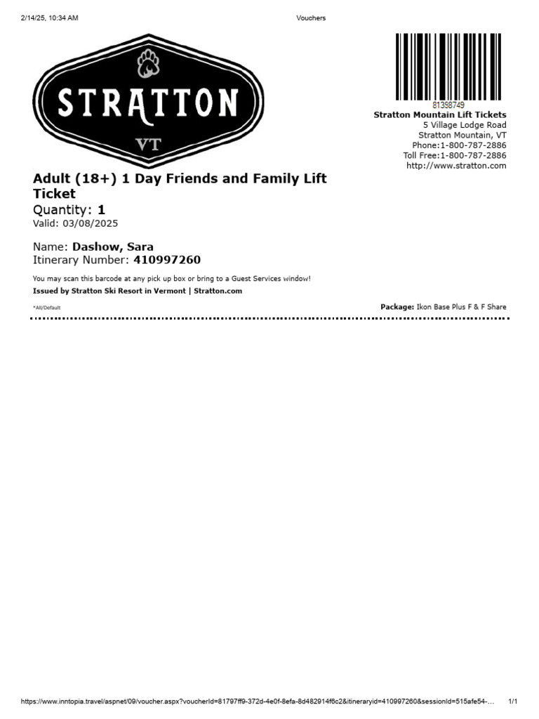 Stratton Lift Ticket 3.8 | PDF