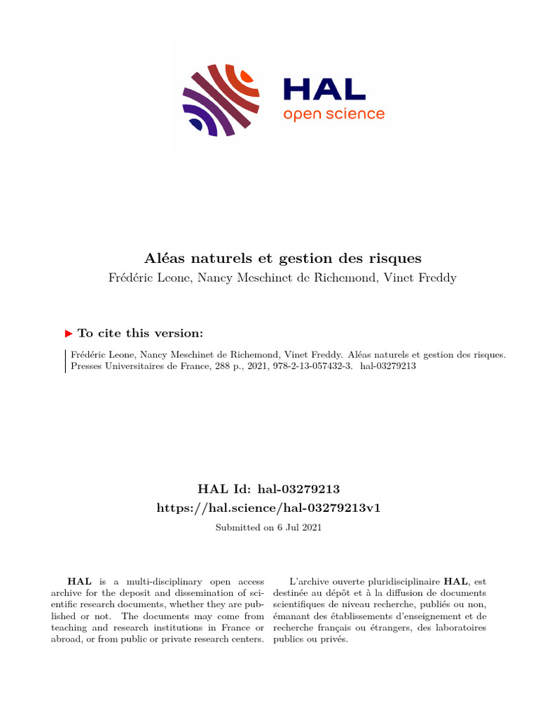 Aléas naturels et gestion des risques | PDF | Plaie | Sciences de la terre