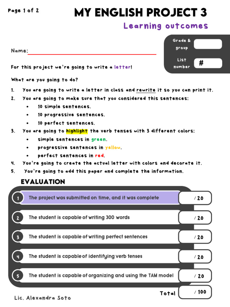 PROJECT LETTER 3RD PERIOD (1) | PDF | Grammatical Conjugation | Verb
