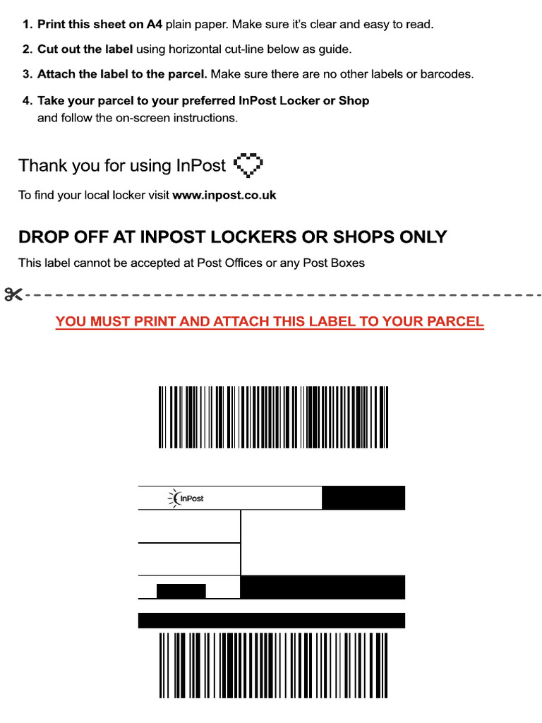 Thank You For Using Inpost: You Must Print and Attach This Label To ...