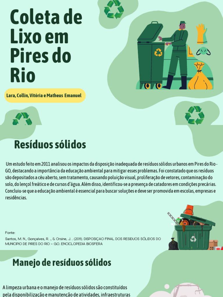Coleta de Lixo e Educação Ambiental em Pires do Rio | PDF | Desperdício ...
