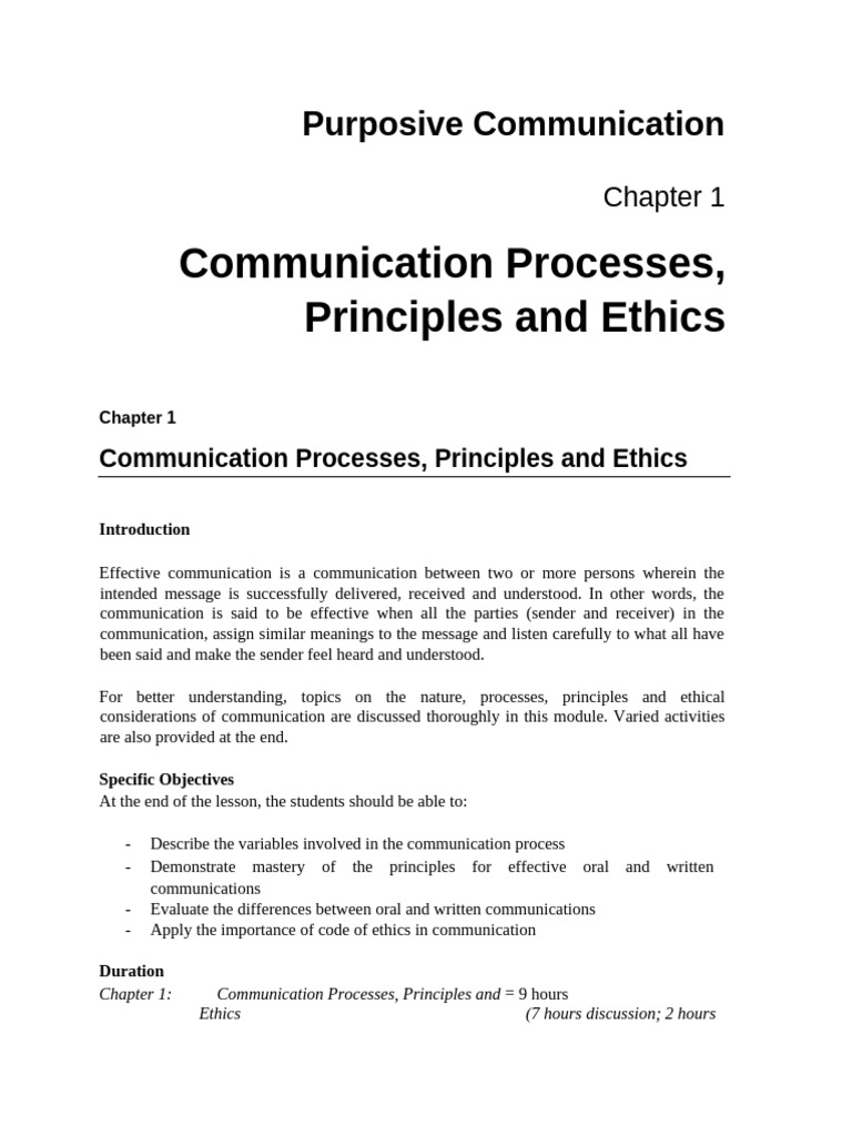 Communication Processes and Ethics Guide | PDF | Communication ...