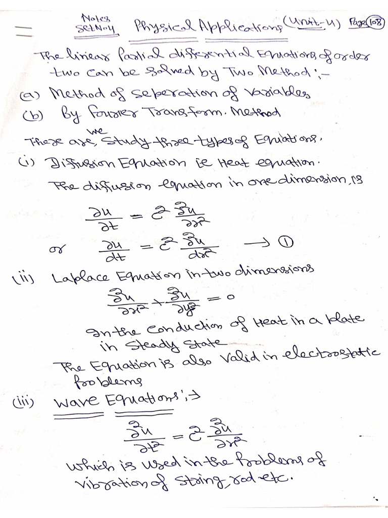 Physical Applications of Partial Differential Equation (Complete Notes ...