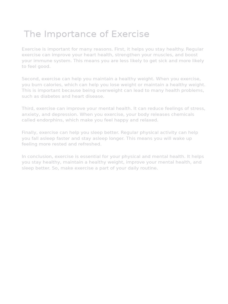 Benefits of Regular Exercise | PDF