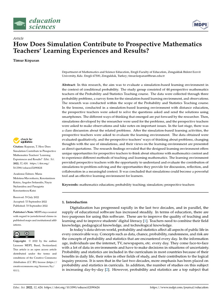 How Does Simulation Contribute To Prospective Mathematics | PDF ...