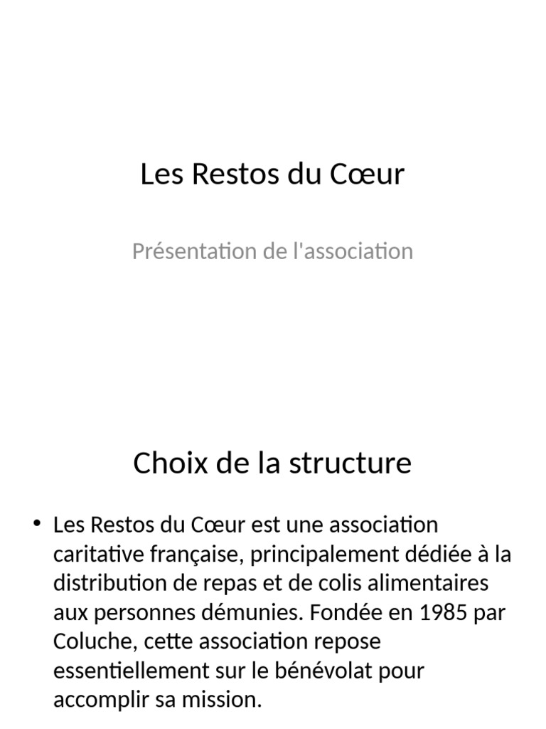 Les Restos Du Cœur Presentation | PDF - Scribd - 