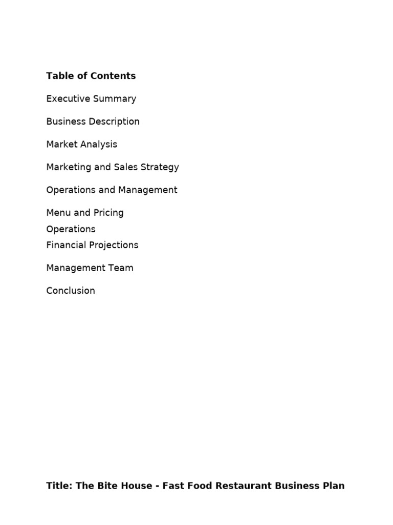 Busness plan fast food | PDF | Restaurants | Fast Food