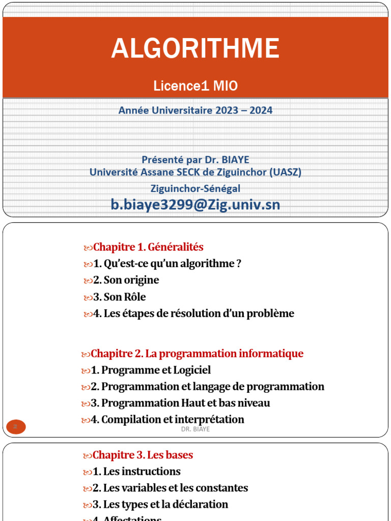 Introduction à l'Algorithme et Programmation | PDF | Structure de ...