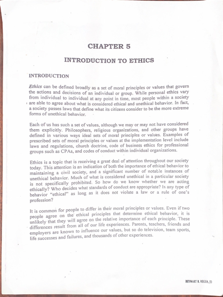 Chapter 5 Introduction To Ethics | PDF