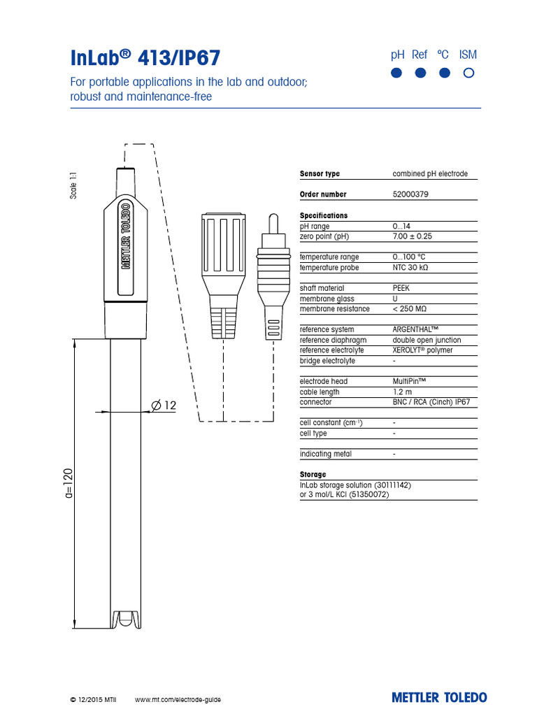 InLab® 413 pH Sensor Specifications | PDF