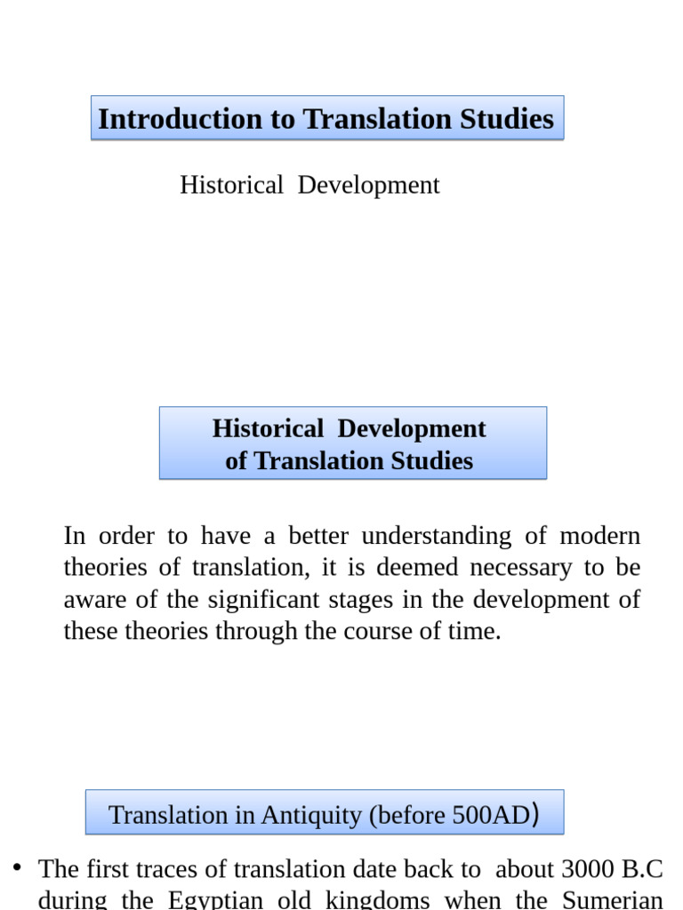 Historical Development of Translation Studies | PDF | Translations