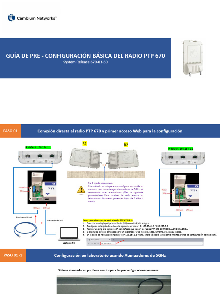 Guía de Preconfiguración PTP 670 | PDF | Contraseña | Dirección IP