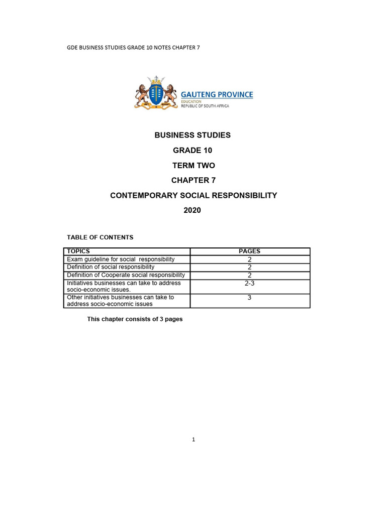 Grade 10 Buisness Studies Notes | PDF | Learning | Cognition