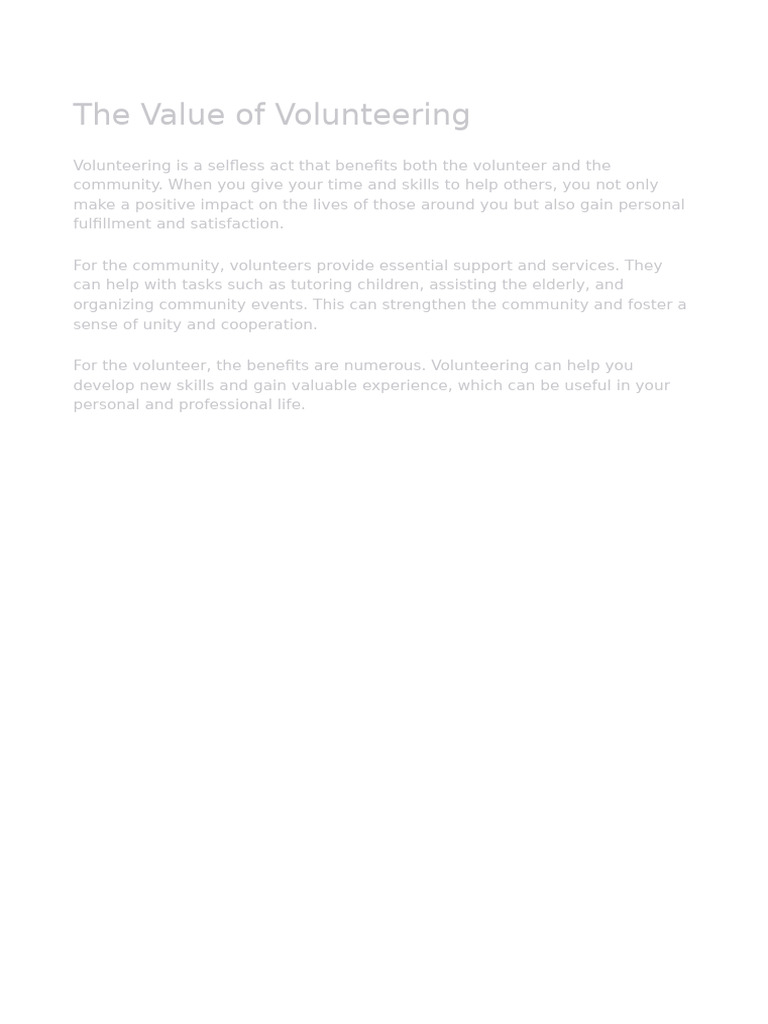 Benefits of Volunteering | PDF