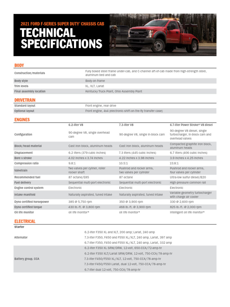2021 Ford F-Series Chassis Specs | PDF | Trailer (Vehicle) | Four Wheel ...
