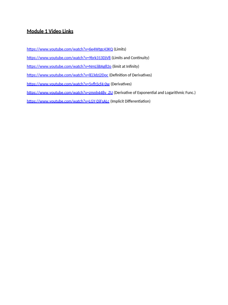Module 1 Video Links | PDF