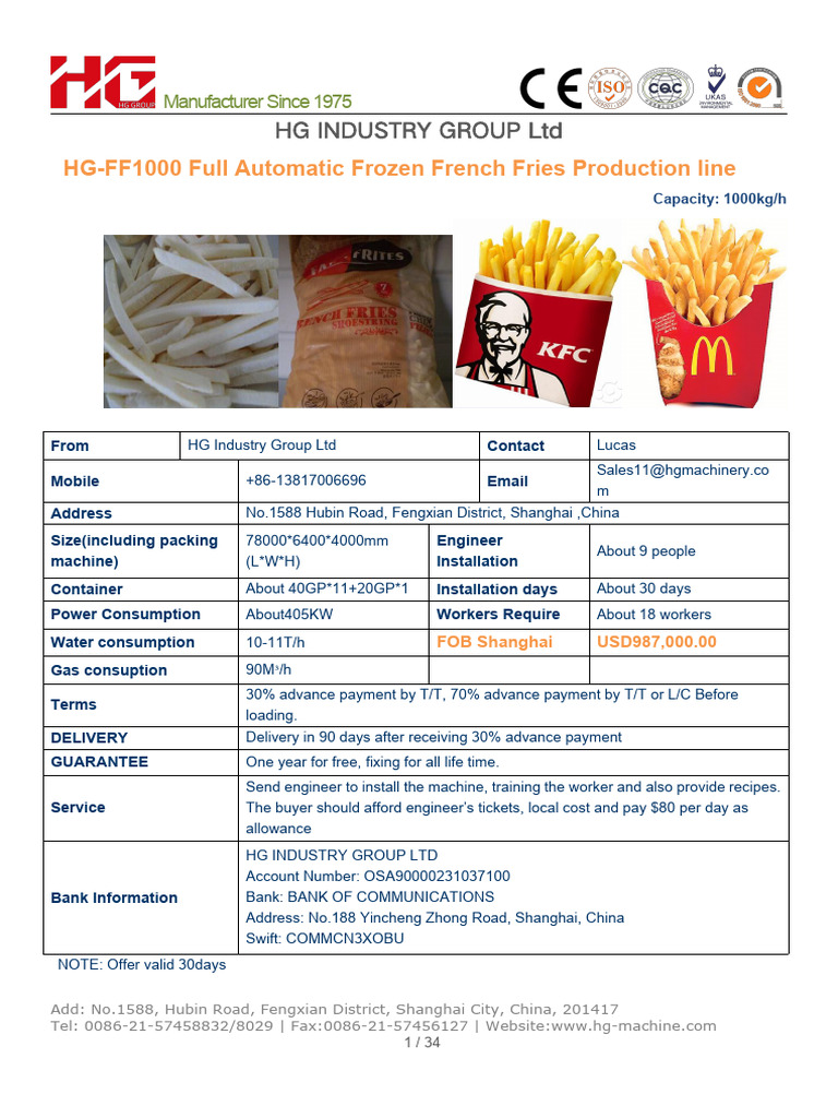 Ench Fries - Production.Line | PDF | Refrigeration | Pipe (Fluid ...
