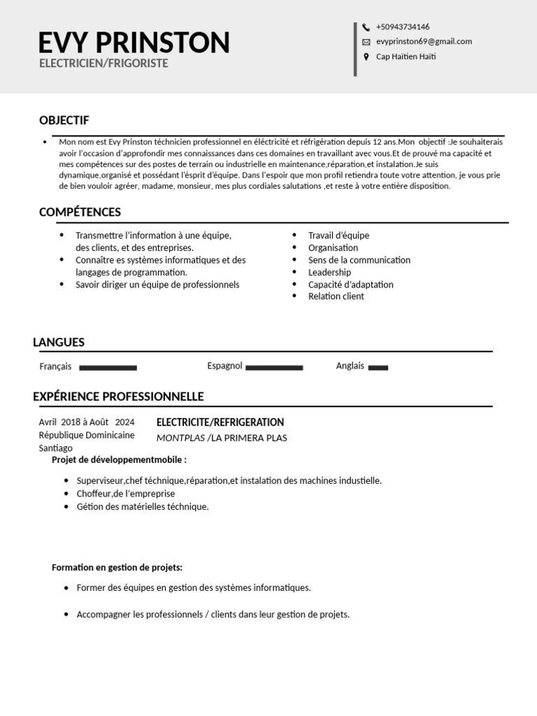 CV Evy P | PDF | Haïti | Informatique