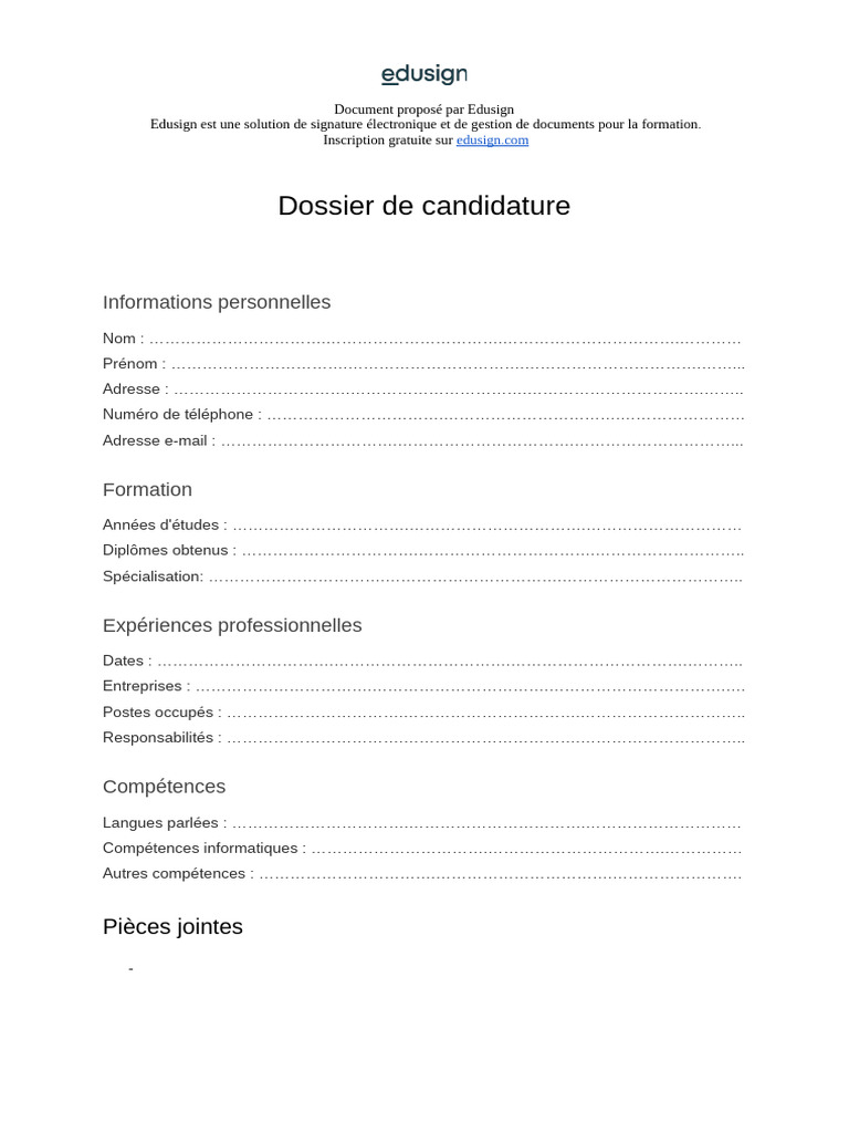 Dossier de Candidature | PDF